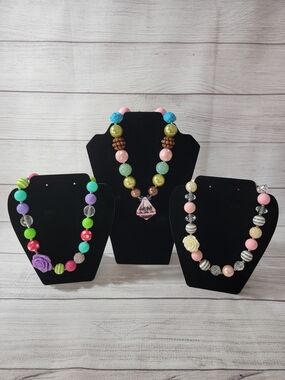 Colorful Chunky Bubblegum Beaded Necklace Set - 3 Pieces